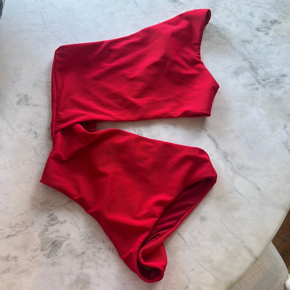 Beach riot red cutout one piece worn once